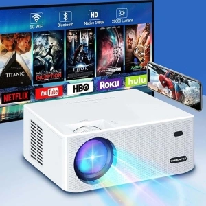 2024 Upgraded 20000 Lumens Mini Projector - 700 ANSI, 4K Supported, Native 1080P, WiFi6/5G/2.4G, Bluetooth 5.1 - Versatile Portable Cenima for Home, Theater, Travel