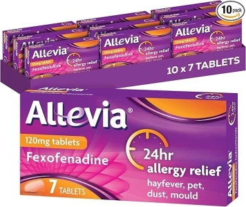 Allevia Allergy Tablets | 70 Tablets | 120mg Fexofenadine | 24hr Relief Acts within 1 Hour | Non-drowsy in Most People | Relieves Hayfever, Pet, Dust and Mould Allergies