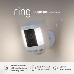 Certified Refurbished Ring Spotlight Cam Plus Battery by Amazon|Wireless outdoor Security Camera 1080p HD Video,Two-Way Talk,LED Spotlights,Siren,alternative to CCTV|30-day free trial of Ring Protect