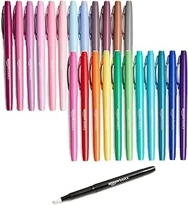 Amazon Basics Felt Tip Marker Pens, 24-Pack, Multicolor