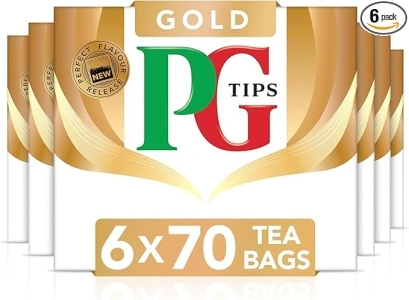 PG Tips Gold | Black Tea Bags Bulk | Indulgent, Velvety & Rich Black Tea | Perfect Flavour Release | 6 Packs | 420 Plant Based Biodegradable Teabags