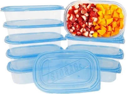 [10 Pack]Food Storage Containers, Fridge Storage Containers, Plastic Food Containers with Lids - Leak Proof, Microwave, Freezers & Dishwashers Safe - BPA Free Reusable, Sandwich Box - 31.8oz (900ML)