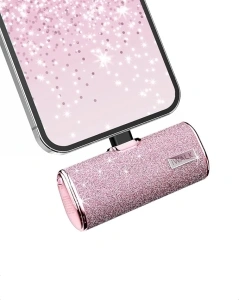 iWALK Small Portable Charger Power Bank 4500mAh Ultra-Compact Cute Shiny Battery Pack Compatible with iPhone 14/13/13 Pro Max/13 Mini/12/12 Mini/12 Pro Max/11 Pro/XS/XR/X/8/7/6/Plus Airpods,Pink