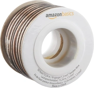 Amazon Basics 16-Gauge Speaker Wire 1.3 mm² - 15.24 m (50 feet), Transparent