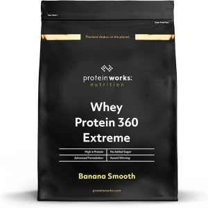 Protein Works - Whey Protein 360, Premium Whey Shake, Whey Protein Powder Blend, High Protein & No Added Sugar, 40 Servings, Banana Milkshake, 1.2kg