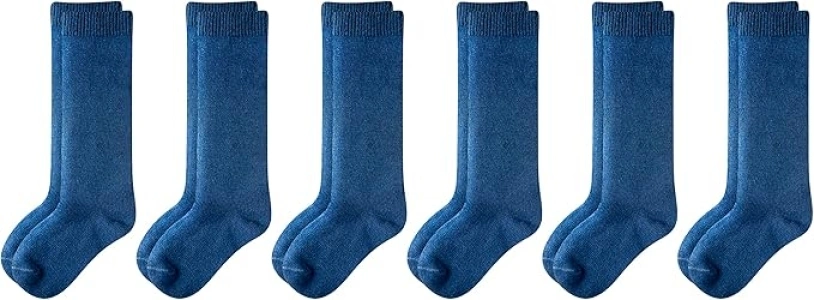 Amazon Essentials Unisex Kids' Casual Cotton Knee High Socks, 6 Pairs