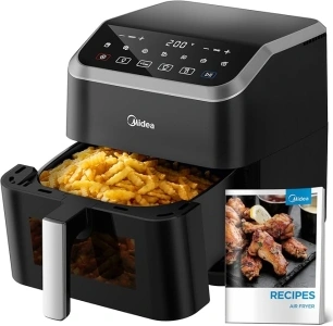 Midea Air Fryer 5L Capacity, HeatXpress Technology 90% Less Oil, Energy and Time Saver with 7 Presets, See-Through Window & Light, Non-Stick, Dishwasher Safe Basket, 1600-Watt