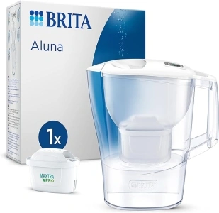 BRITA Aluna Water Filter Jug [colour] (2.4L) incl. 1x MAXTRA PRO All-in-1 cartridge - fridge-fitting jug with digital LTI - now in sustainable Smart Box packaging