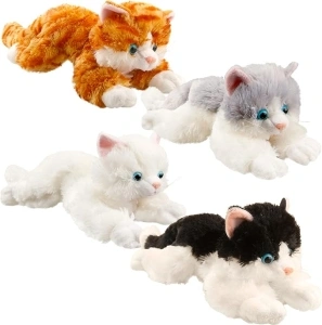 Haconba 4 Pcs 16 Inch Stuffed Animal Cat Toy Soft Cute Realistic Cat Plush Toy for Baby Shower Birthday Children's Day Gifts Animal Theme Party Decoration, 4 Colors