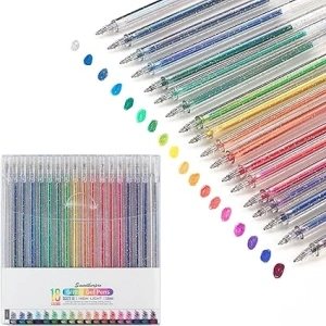 SMOOTHERPRO Metallic Gel Pens | Set of 18 | Glitter Colored Pen | for Coloring Books Cards Journaling Crafting Drawing Writing (SC623-18) | 1.0mm Tip | 18 Colors