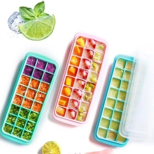 Micacorn Silicone Ice Cube Tray, 3 Packs 72 Ice Cubes Stackable Reusable Ice Cube Moulds with Lid, BPA Free, Perfect for Chilled Drinks, Freezer, Baby Food, Whiskey and Cocktail