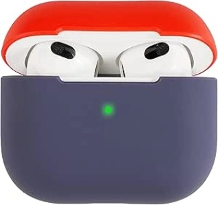 Auyuiiy Liquid Silicone Case Designed for AirPods (3rd generation) (A-Red+Midnight Blue)