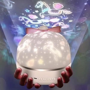 Micacorn Starry Sky Projector Lamp, 360° Rotating 6 Different Projection Films LED Baby Night Light USB Charging Star Light Projector for Birthdays Halloween Christmas Gifts Bedroom Decoration