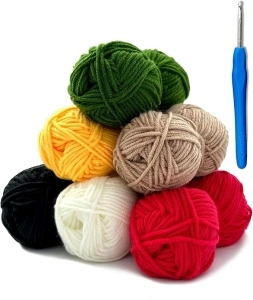 Crochet Kits for Beginners Adults,Crochet Yarn Acrylic Double Knitting Wool for Crochet，Yarn for Crochet Acrylic Wool for Knitting 6 x 25g with 4mm Crochet Hook (Xmas)