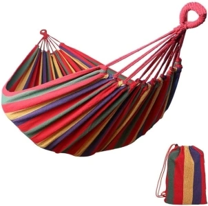 Ovyuzhen Hammock, 2 Person Canvas Soft Swing, Portable with Carrying Bag, Red, 200x100cm, 120kg