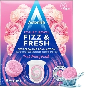 Astonish Toilet Cleaning Foam Action Tabs, Pink Peony Scent, 8 Tablets