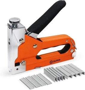 HS Super 3-in-1 Staple Gun Heavy Duty with 3000 Staples, Anti-Slip Uphosltery Staple Gun for Wood, Adjustable Force Quick-Jam Release Heavy Duty Stapler Gun, Heavy Duty Staple Gun for Uphosltery Work