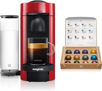 Nespresso Vertuo Plus Automatic Pod Coffee Machine for Americano, Decaf, Espresso by Magimix in Red