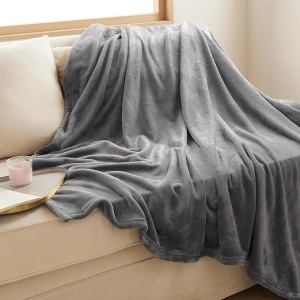 Bedsure Fleece Blanket Sofa Throw - Versatile Blanket Fluffy Soft Throw for Bed and Couch Throw/Single, Silver Grey, 130x150cm