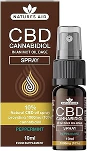 Natures Aid CBD Oil 10% Spray, 1000 mg Cannabidiol, Natural Peppermint Flavour, 10 ml