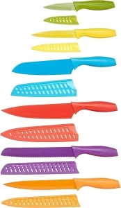 Amazon Basics 12-Piece Knife Set, Multicolor