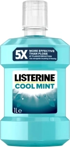 Listerine Cool Mint Mouthwash (1000ml), Helps Kill Up to 99% of Germs Left after Brushing and Reduce Plaque, Mouthwash to Freshen Breath and Maintain Healthy Gums