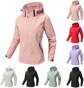 Women's Waterproof Jacket with Hood UK Lightweight Loose Fit Rain Jacket Ladies Hooded Jacket Windbreaker Outdoor Hiking Jackets Softshell Raincoat