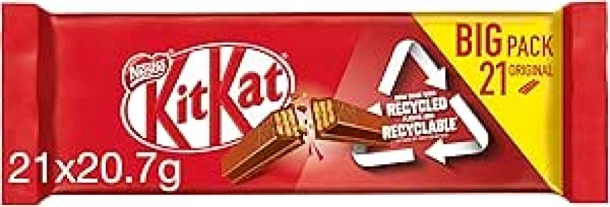 KitKat Milk 2 Finger Chocolate Biscuit Bars Multipack, 21 x 20.7 g