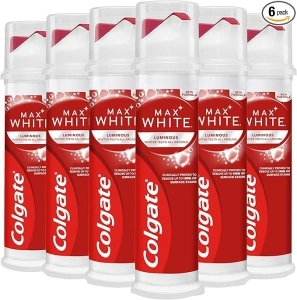 Colgate Max White Luminous Toothpaste 6 x 100ml, Teeth Whitening Toothpaste with Clinically Proven Formula that Removes Up to 100% of Surface Stains