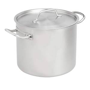 Amazon Basics 11.4 l Stainless Steel Aluminium-Clad Stock Pot with Cover, Silver (Previously AmazonCommercial brand)