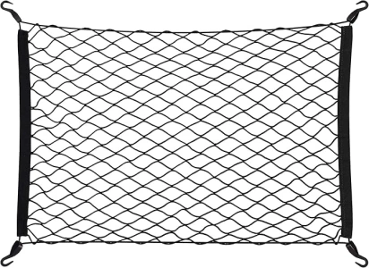 Relaxdays Luggage Net, 80 x 62 cm, Tension Net for Car, Elastic, Boot Net for Securing Loads, Universal, Black