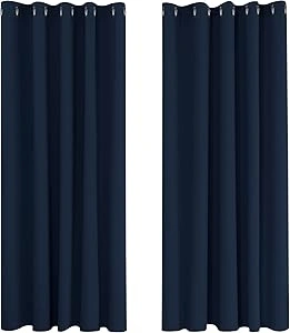 Deconovo Super Soft Ring Top Curtains Thermal Insulated Blackout Curtains for Nursery 66 x 72 Inch Navy Blue 2 Panels