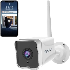 Septekon Security Camera Outdoor, 2K CCTV Camera Wireless WiFi, Waterproof Home Surveillance Camera with 2-Way Audio, Night Vision, Motion Detection, Cloud Storage, Work with Alexa - S50