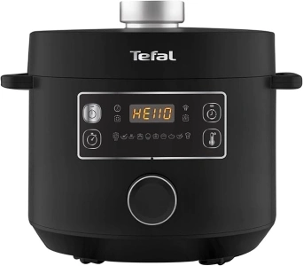 Tefal Turbo Cuisine Electric Pressure Cooker, 10 Programmes inc. stew, steam, bake, slow cooker, Rice cooker, 4.8L, 1000 W, Plastic, Black, CY754840