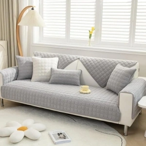 Soft Thick Corduroy Sofa Cushion Covers - New Non-Slip Sofa Covers Couch Cushion Covers, Sofa Throws 1 2 3 4 Seater Sofa Slipcovers Sofa Cover L Shape Furniture Protector (Light Grey, 70x150cm)