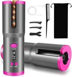 Hair Curler, Cordless Hair Curlers for Long Hair, Wireless Automatic Curling Iron Restriction with Built-in 5000mAh Rechargeable Battery, Portable, for Home Travel etc