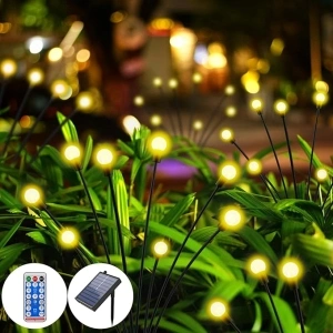 AONESY Solar Lights Outdoor Garden, 6 Pack 48 LEDs Firefly Solar Lamps Ornament, Waterproof Fairy Lights for Lawn Pathway Backyard Flowerbed Decor（Warm White）