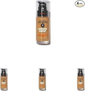 Revlon Colorstay Liquid Foundation Makeup for Combination/Oily Skin SPF 15, Longwear Medium-Full Coverage with Matte Finish, Toast (370), 30 ml (Pack of 4)