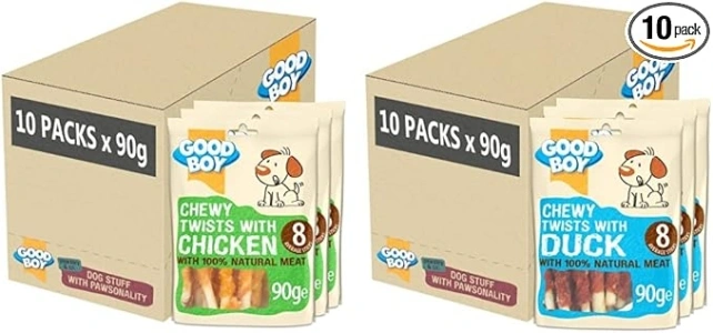 Good Boy - Chewy Twists with Chicken - Dog Treats - Case of 10 & Chewy Twists with Duck - Dog Treats - Made with 100% Natural Duck Breast Meat - 90 g ℮ - Gluten Free Dog Treats - Case of 10