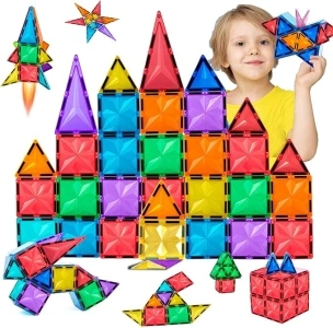 MOOKCUY Magnetic Tiles Toys Ages 3-8 Boys Girls Gift kids Magnetic Building Blocks Set Toysfor Toddlers STEM Creativity Gifts Toys for 3 4 5 6 7 8+ year old Girls Boys Christmas Birthday