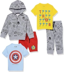 Amazon Essentials Disney | Marvel | Star Wars Boys and Toddlers' Outfit Sets (Previously Spotted Zebra), Pack of 5