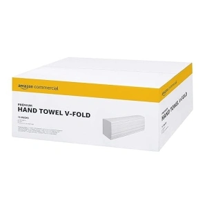 AmazonCommercial V-Fold Paper Hand Towels, 2-ply Premium, 3990 Sheets (15 packs of 266), Sheet Size: 22 cm x 21 cm, White