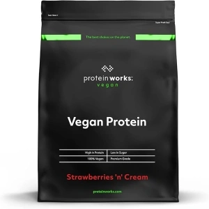 Protein Works - Vegan Protein Powder, Plant Based Protein Shake, Vegan Blend, Gluten Free, 66 Servings, Strawberries 'n' Cream, 2 kg