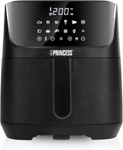 Princess Digital Air Fryer - 6.5 L - with removable divider - 60% less energy consumption - Digital touch screen - 12 programmes - without oil - 182061 - Black - Exclusively on Amazon