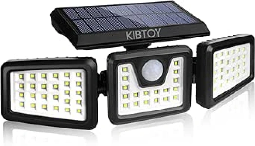 KIBTOY Solar Sensor Outdoor Bright Light Easy to Install, Security Light with 360° Wide Lighting Angle IP65 Waterproof for Front Door,Pathway,Yard,Garage