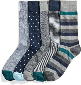 Amazon Essentials Men's Patterned Socks (Previously Goodthreads), 5 Pairs