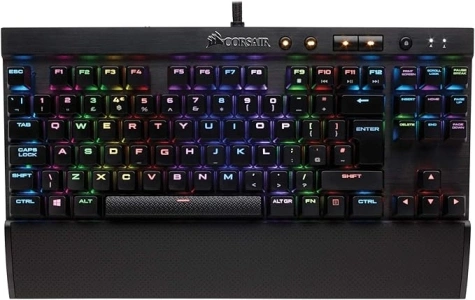 Corsair K65 RGB RAPIDFIRE Compact Mechanical Keyboard (CHERRY MX SPEED RGB, Aircraft-Grade Anodised Brushed Aluminium, 10 Keyless Design, Vibrant Multi-Colour LED Backlighting) QWERTY, Black