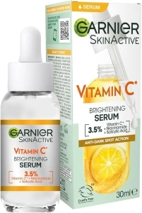 Garnier Vitamin C Serum for Face, Anti-Dark Spots & Brightening Serum, 3.5% Vitamin C, Niacinamide, Salicylic Acid & Lemon Extract, Brightening Serum For Dull, Tired Skin - 30Ml , Pack of 1