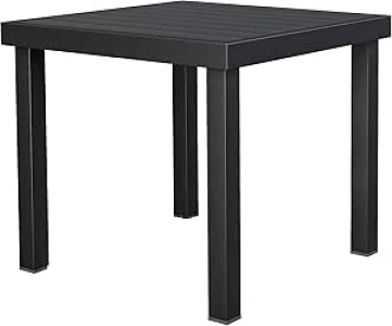 YITAHOME Garden Dining Table, 78x78cm Patio Table with WPC Wood Tabletop & Aluminum Frame Weatherproof, Square Outdoor Patio Dining Table, E-Coating Outdoor Dining Table for Garden Lawn, Black