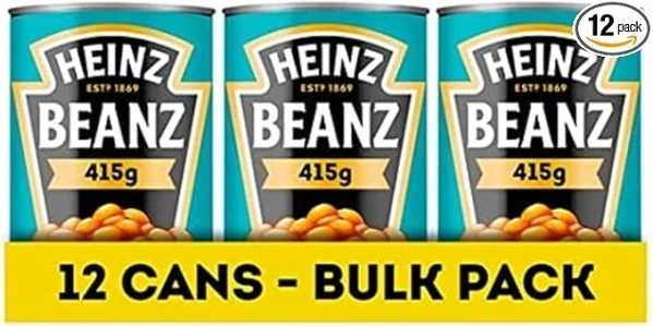 Heinz Beanz, 415 g (Pack of 12) - Vegan Baked Beans in a rich Tomato Sauce